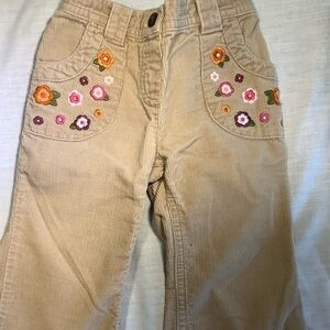 GYMBOREE “Fall Leaves & Flowers” light brown corduroy pants. 12-18 months